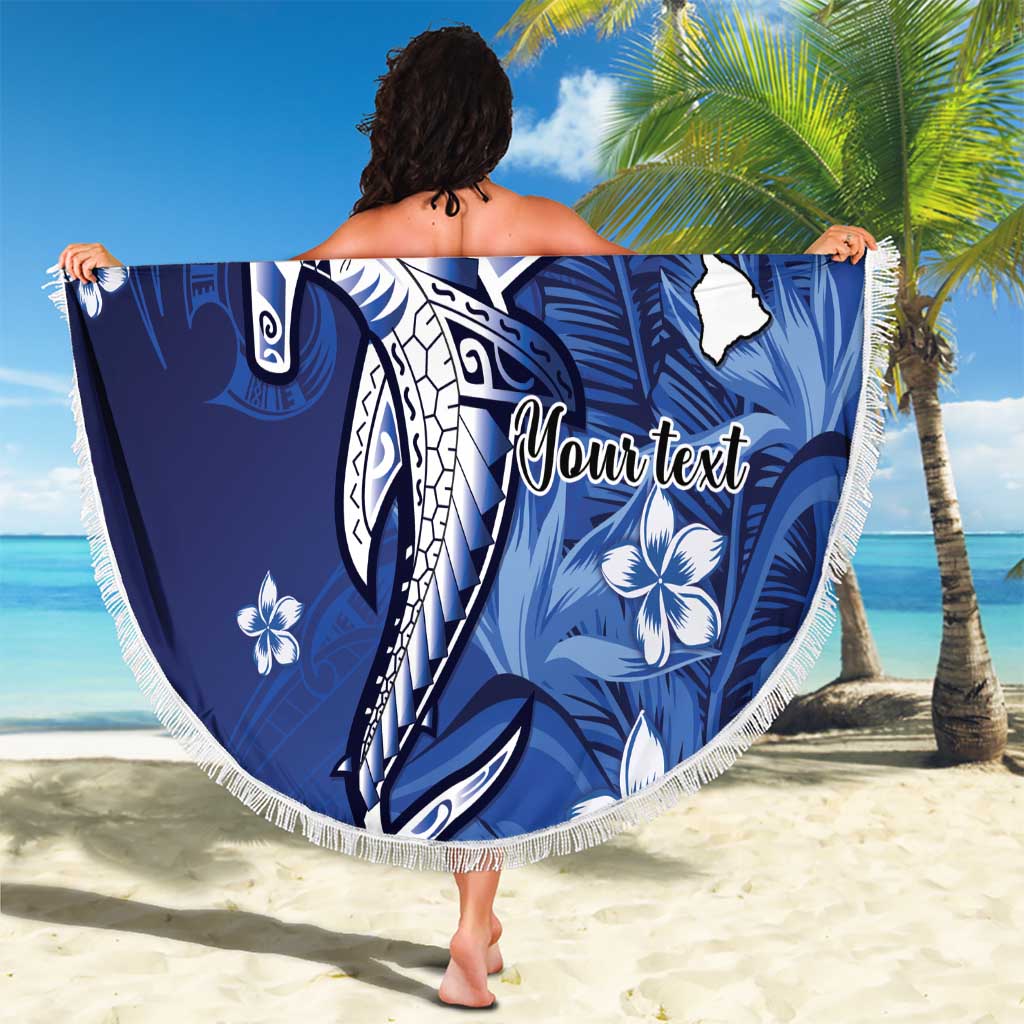 Personalized Hawaiian Maori Hammerhead Shark Beach Blanket Polu Plumeria LT9 - Polynesian Pride