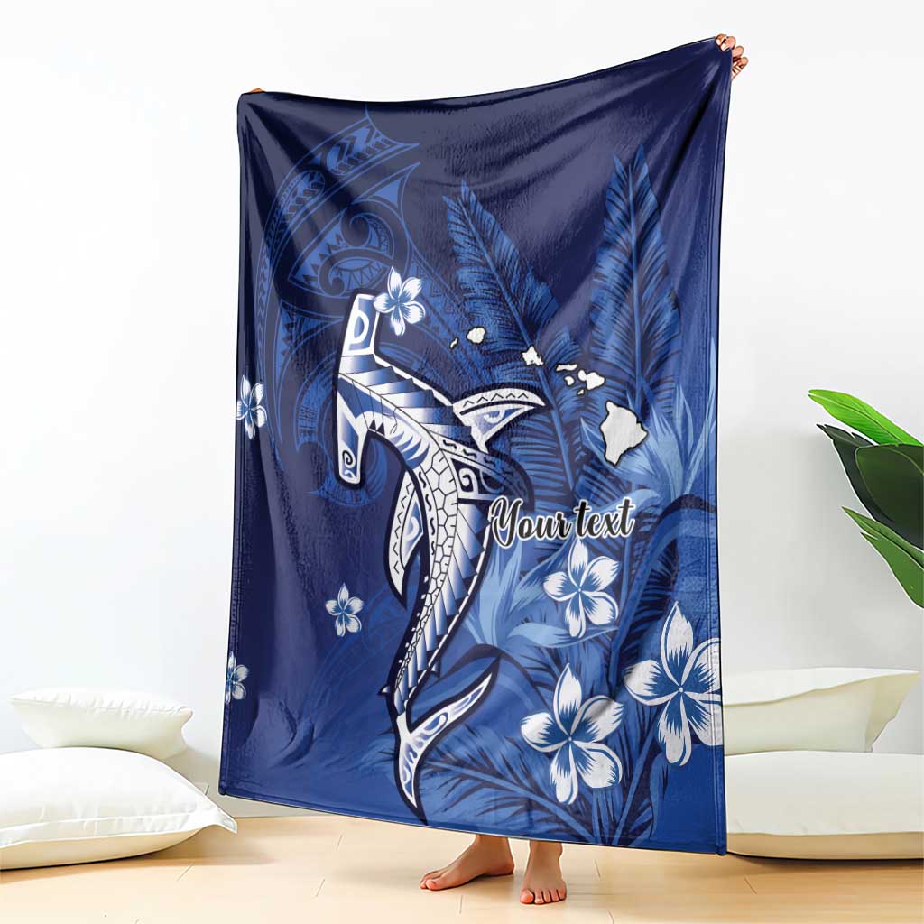 Personalized Hawaiian Maori Hammerhead Shark Blanket Polu Plumeria LT9 - Polynesian Pride