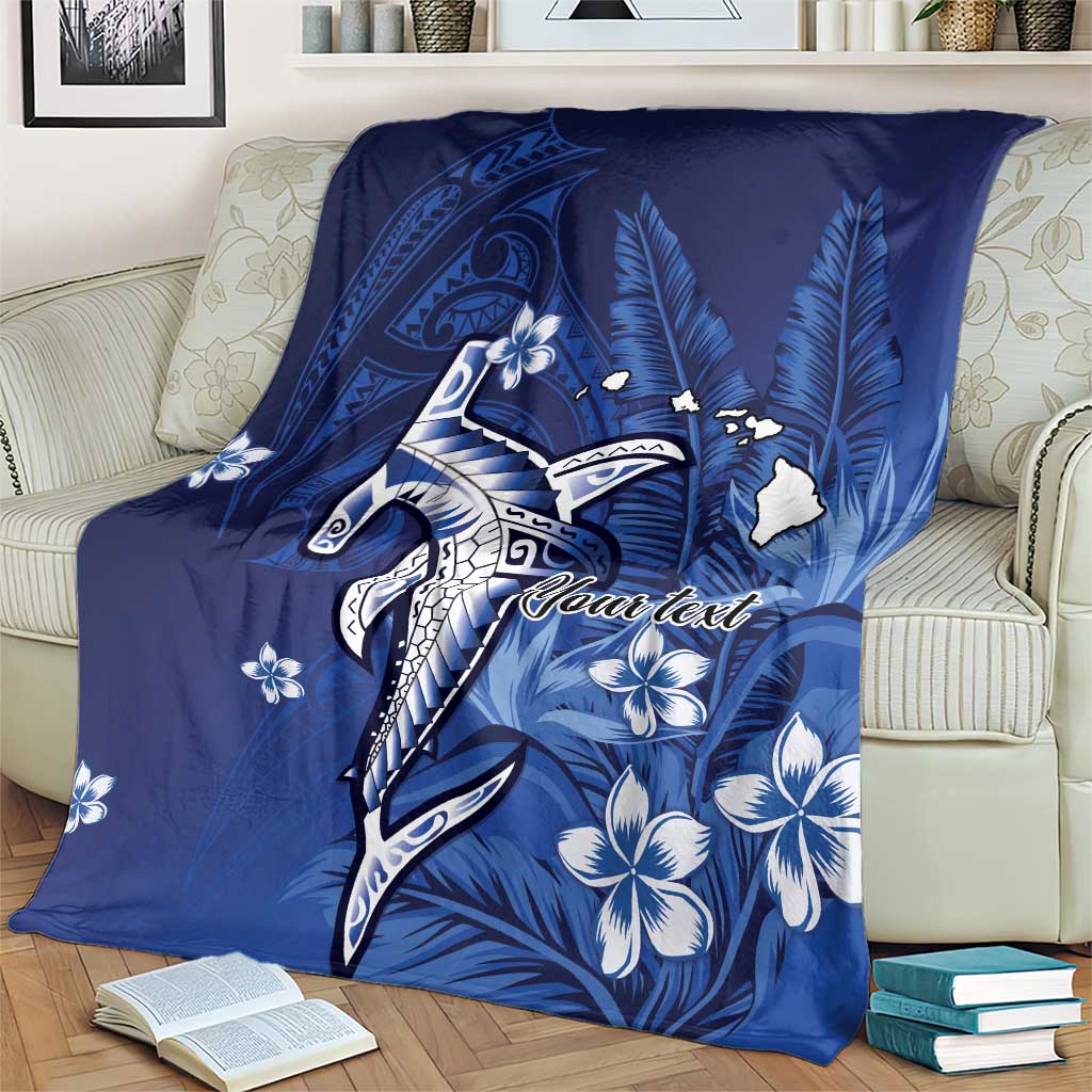 Personalized Hawaiian Maori Hammerhead Shark Blanket Polu Plumeria LT9 - Polynesian Pride