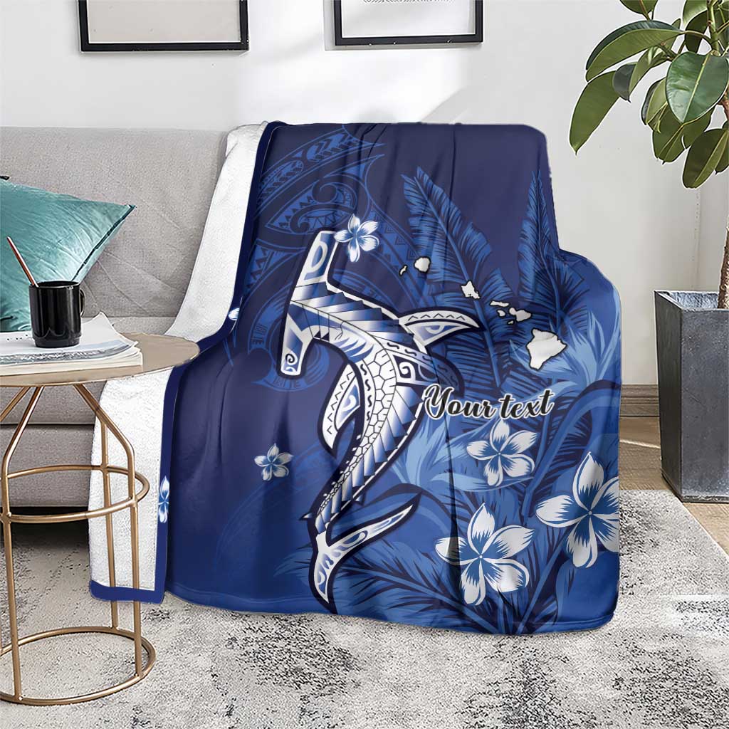 Personalized Hawaiian Maori Hammerhead Shark Blanket Polu Plumeria LT9 - Polynesian Pride