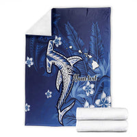 Personalized Hawaiian Maori Hammerhead Shark Blanket Polu Plumeria LT9 - Polynesian Pride