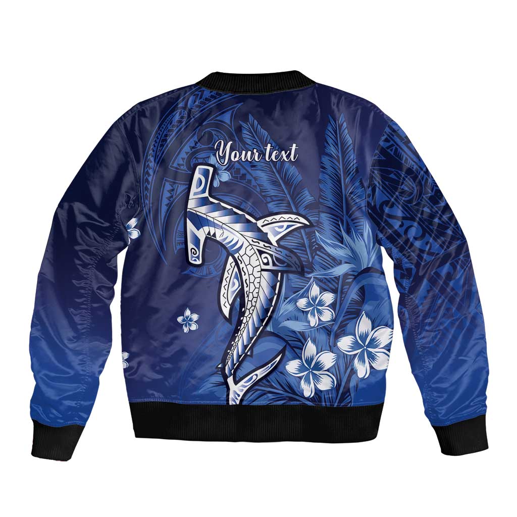 Personalized Hawaiian Maori Hammerhead Shark Bomber Jacket Polu Plumeria LT9 - Polynesian Pride