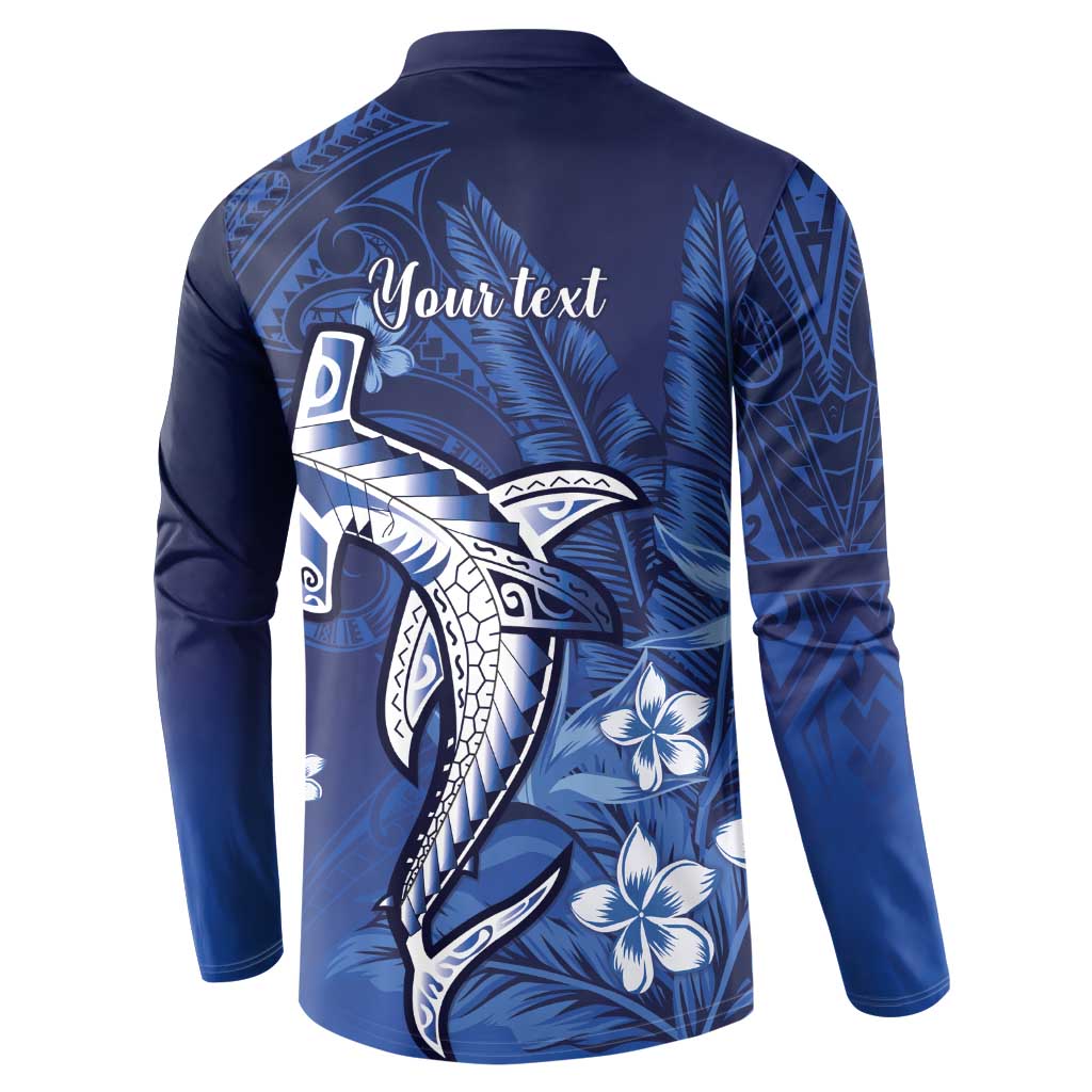 Personalized Hawaiian Maori Hammerhead Shark Button Sweatshirt Polu Plumeria LT9 - Polynesian Pride