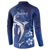 Personalized Hawaiian Maori Hammerhead Shark Button Sweatshirt Polu Plumeria LT9 - Polynesian Pride