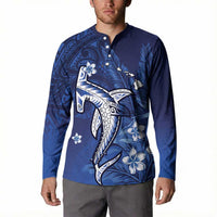 Personalized Hawaiian Maori Hammerhead Shark Button Sweatshirt Polu Plumeria LT9 - Polynesian Pride