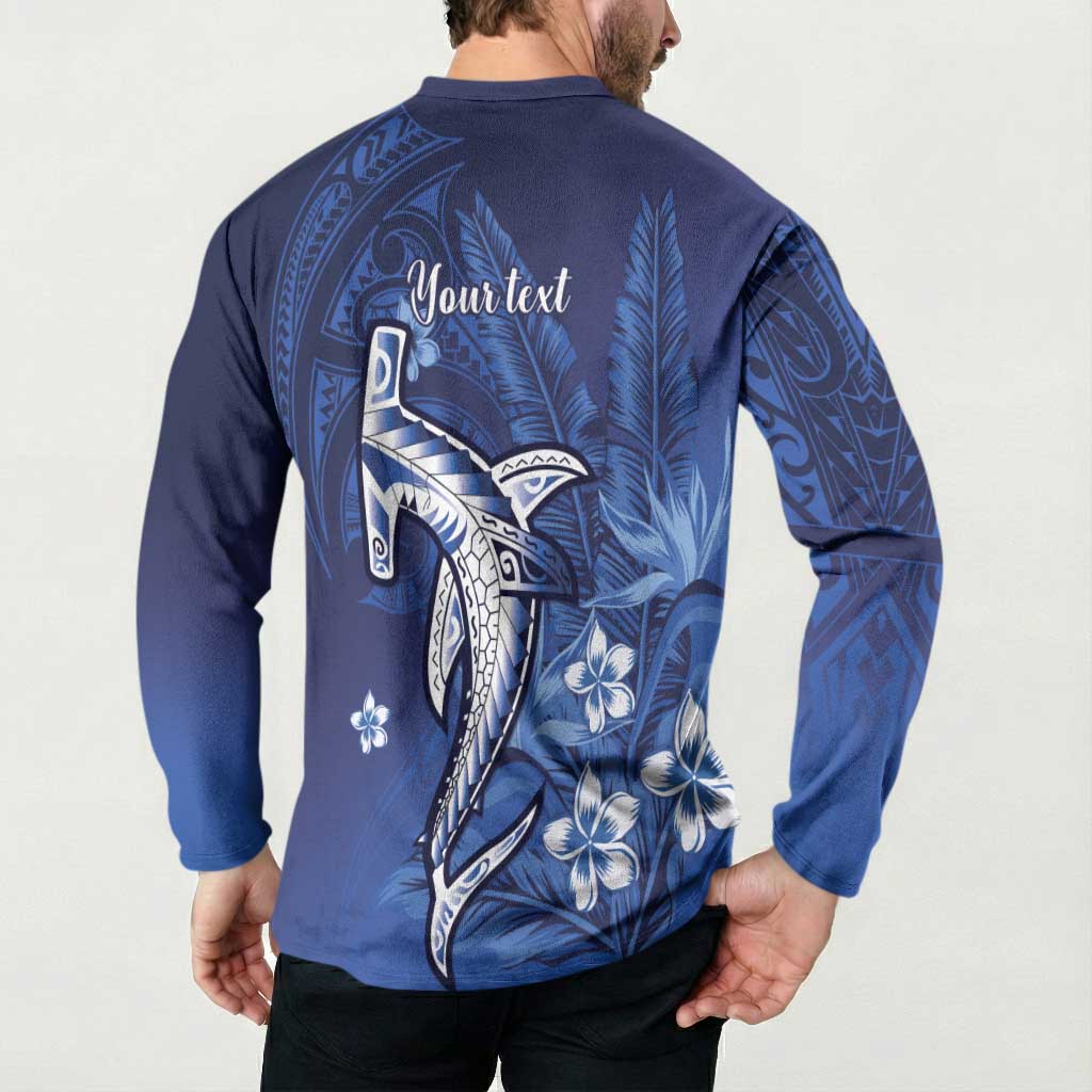 Personalized Hawaiian Maori Hammerhead Shark Button Sweatshirt Polu Plumeria LT9 - Polynesian Pride