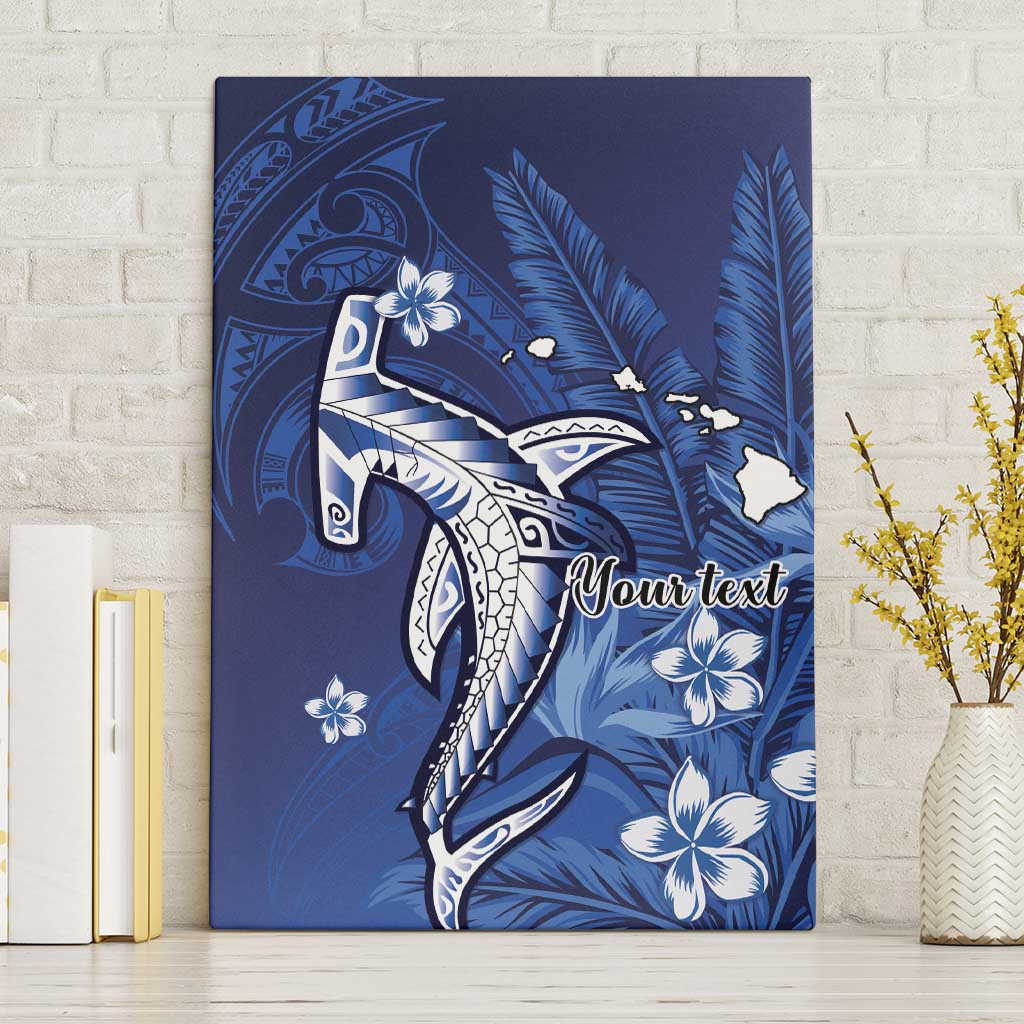 Personalized Hawaiian Maori Hammerhead Shark Canvas Wall Art Polu Plumeria LT9 Without Frame Blue - Polynesian Pride