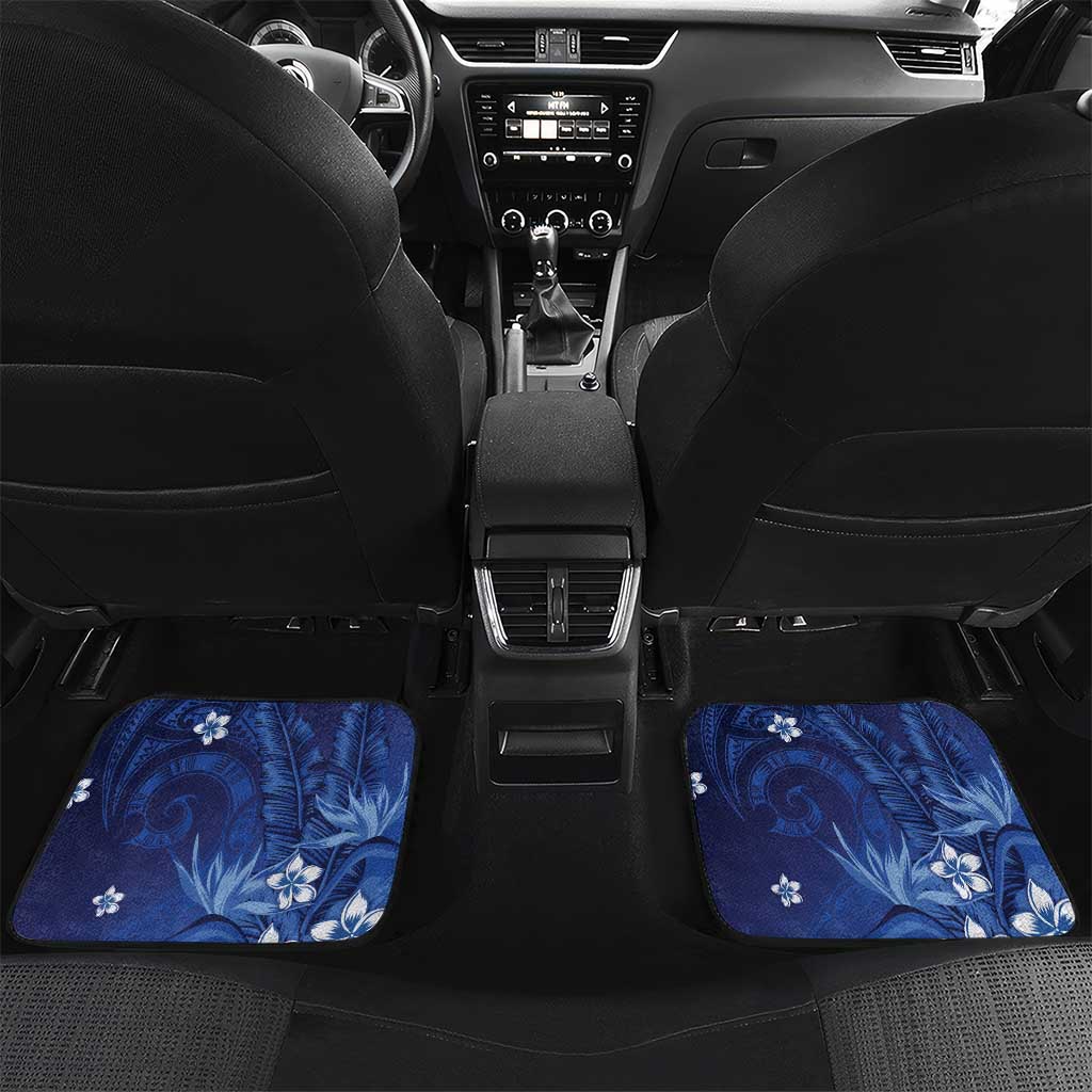 Personalized Hawaiian Maori Hammerhead Shark Car Mats Polu Plumeria LT9 Set 2pcs - Back Blue - Polynesian Pride