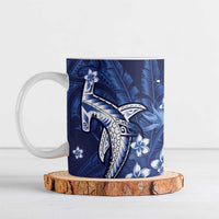 Personalized Hawaiian Maori Hammerhead Shark Ceramic Mug Polu Plumeria LT9 Blue - Polynesian Pride
