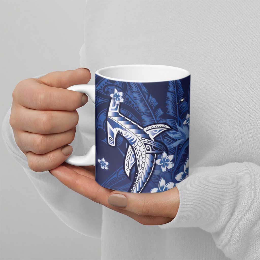 Personalized Hawaiian Maori Hammerhead Shark Ceramic Mug Polu Plumeria LT9 - Polynesian Pride