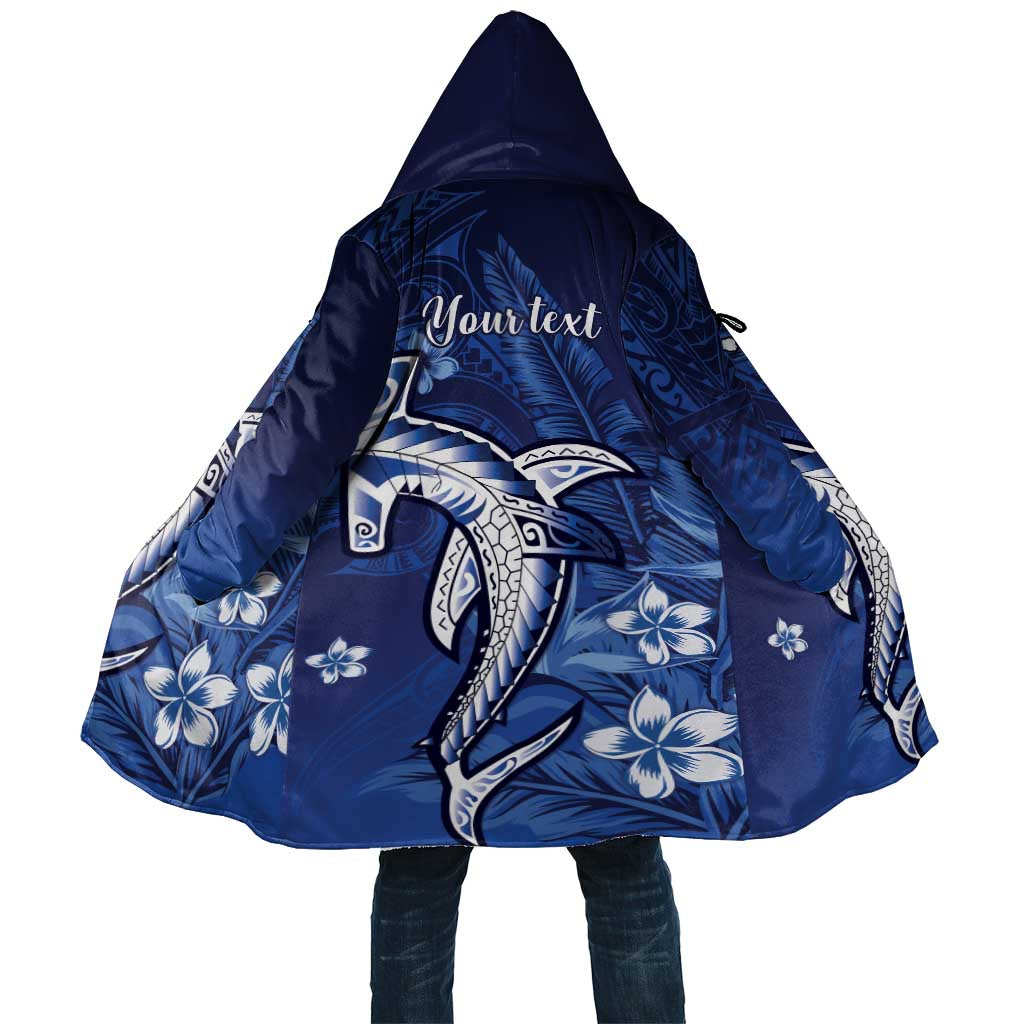 Personalized Hawaiian Maori Hammerhead Shark Cloak Polu Plumeria LT9 Unisex Blue - Polynesian Pride