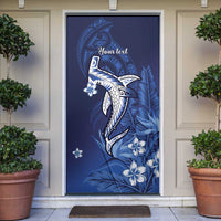 Personalized Hawaiian Maori Hammerhead Shark Door Cover Polu Plumeria LT9 Blue - Polynesian Pride