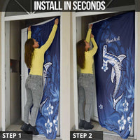 Personalized Hawaiian Maori Hammerhead Shark Door Cover Polu Plumeria LT9 - Polynesian Pride