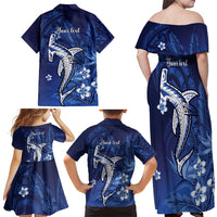 Personalized Hawaiian Maori Hammerhead Shark Family Matching Off Shoulder Maxi Dress and Hawaiian Shirt Polu Plumeria - Polynesian Pride
