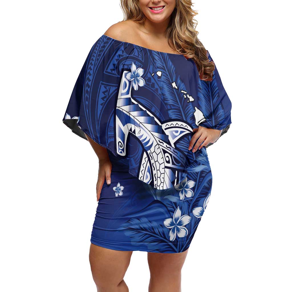 Personalized Hawaiian Maori Hammerhead Shark Family Matching Off Shoulder Short Dress and Hawaiian Shirt Polu Plumeria - Polynesian Pride