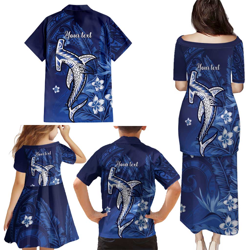 Personalized Hawaiian Maori Hammerhead Shark Family Matching Puletasi and Hawaiian Shirt Polu Plumeria - Polynesian Pride