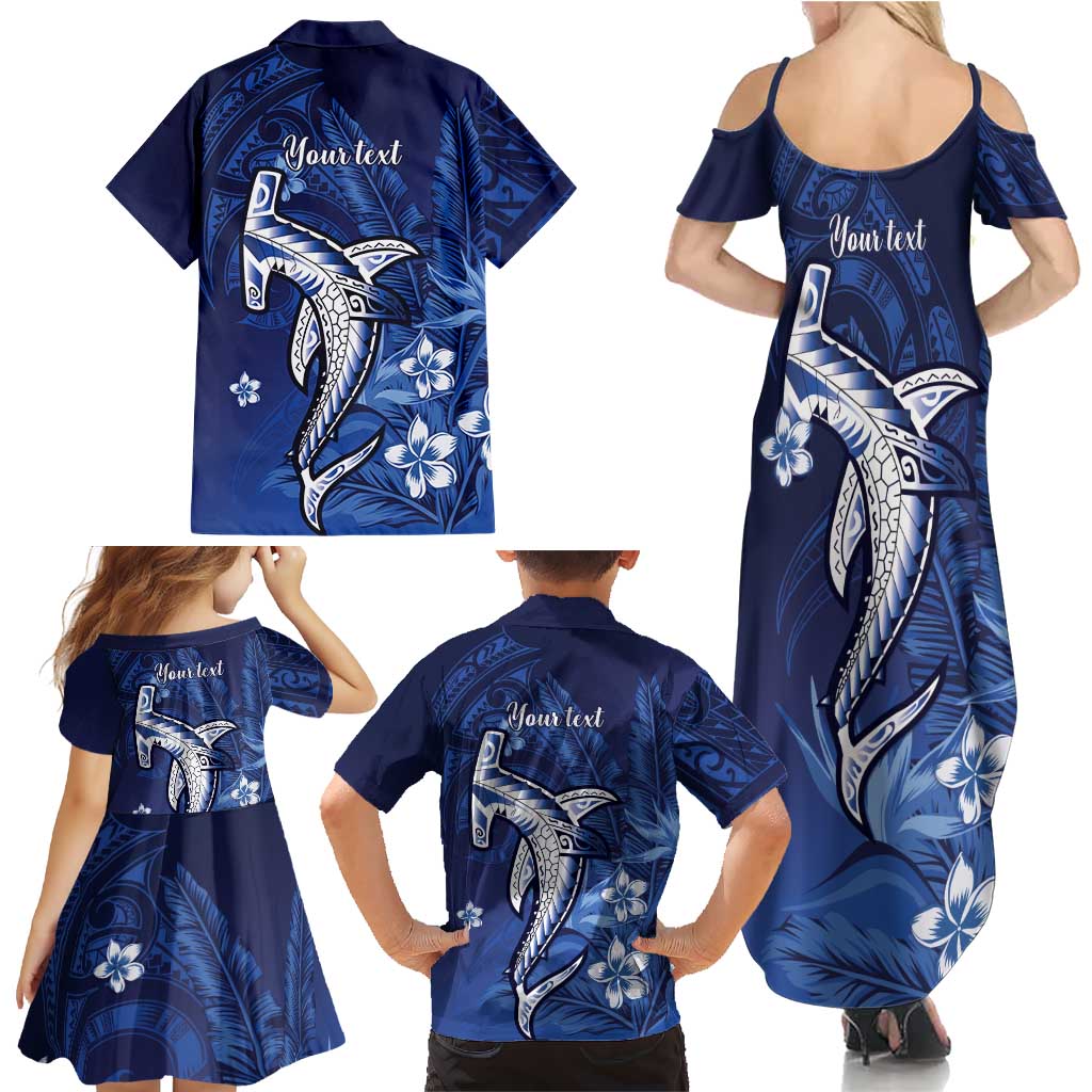 Personalized Hawaiian Maori Hammerhead Shark Family Matching Summer Maxi Dress and Hawaiian Shirt Polu Plumeria - Polynesian Pride