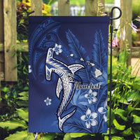 Personalized Hawaiian Maori Hammerhead Shark Garden Flag Polu Plumeria LT9 Garden Flag Blue - Polynesian Pride