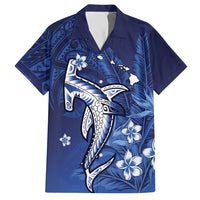 Personalized Hawaiian Maori Hammerhead Shark Hawaiian Shirt Polu Plumeria LT9 Blue - Polynesian Pride