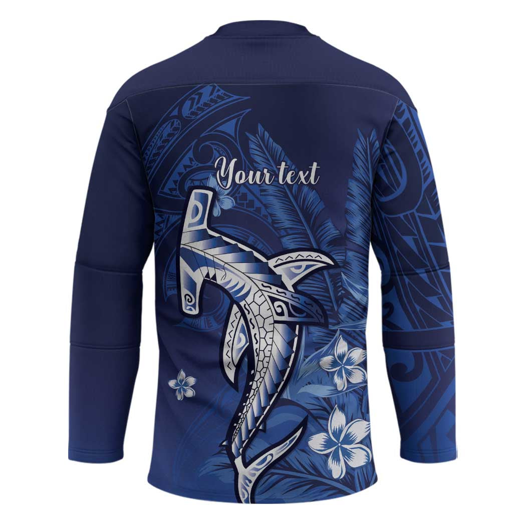 Personalized Hawaiian Maori Hammerhead Shark Hockey Jersey Polu Plumeria LT9 - Polynesian Pride