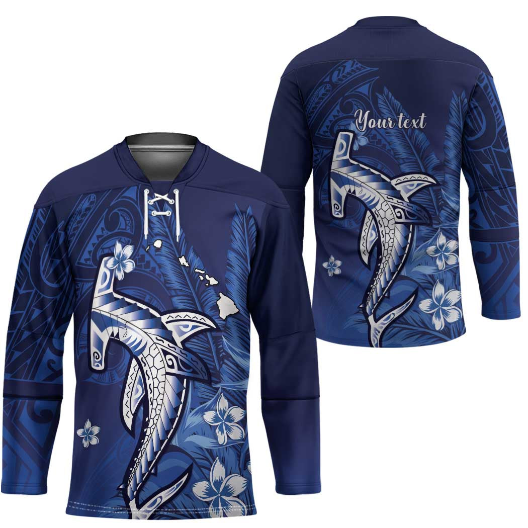 Personalized Hawaiian Maori Hammerhead Shark Hockey Jersey Polu Plumeria LT9 - Polynesian Pride