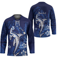 Personalized Hawaiian Maori Hammerhead Shark Hockey Jersey Polu Plumeria LT9 - Polynesian Pride
