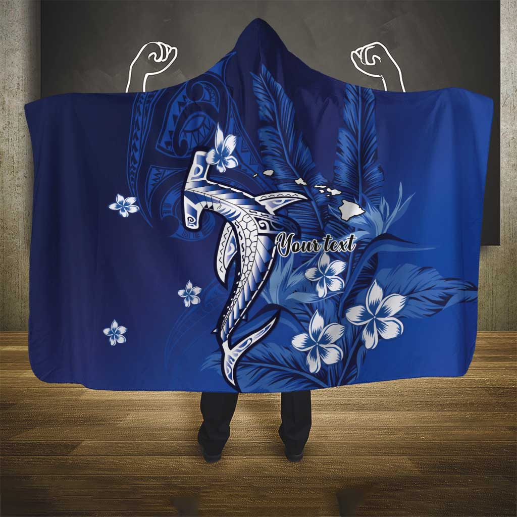 Personalized Hawaiian Maori Hammerhead Shark Hooded Blanket Polu Plumeria LT9 - Polynesian Pride