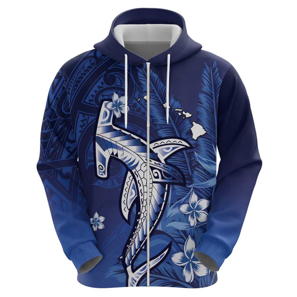 Personalized Hawaiian Maori Hammerhead Shark Hoodie Polu Plumeria - Polynesian Pride