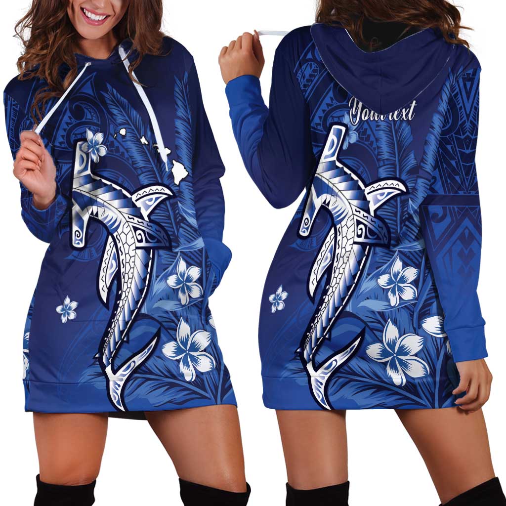 Personalized Hawaiian Maori Hammerhead Shark Hoodie Dress Polu Plumeria LT9 - Polynesian Pride