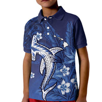 Personalized Hawaiian Maori Hammerhead Shark Kid Polo Shirt Polu Plumeria LT9 Kid Blue - Polynesian Pride