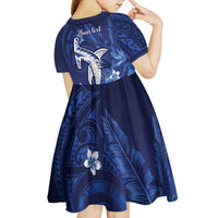 Personalized Hawaiian Maori Hammerhead Shark Kid Short Sleeve Dress Polu Plumeria - Polynesian Pride