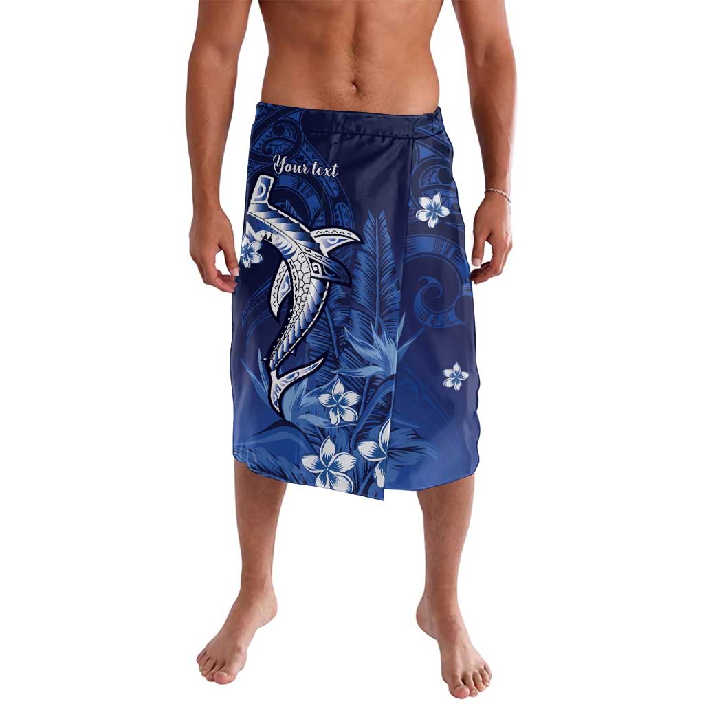 Personalized Hawaiian Maori Hammerhead Shark Lavalava Polu Plumeria LT9 Blue - Polynesian Pride