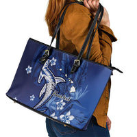 Personalized Hawaiian Maori Hammerhead Shark Leather Tote Bag Polu Plumeria LT9 - Polynesian Pride