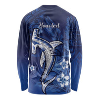 Personalized Hawaiian Maori Hammerhead Shark Long Sleeve Shirt Polu Plumeria - Polynesian Pride