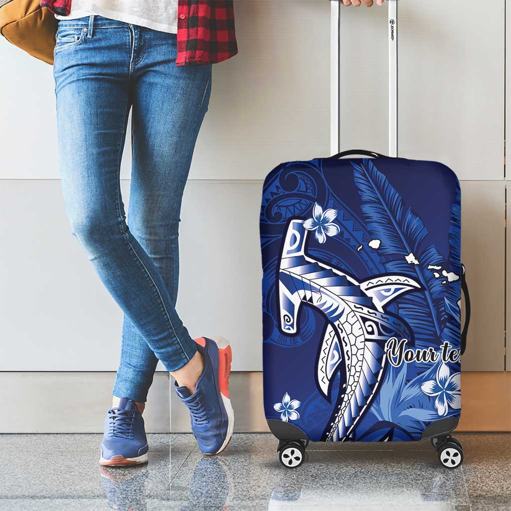 Personalized Hawaiian Maori Hammerhead Shark Luggage Cover Polu Plumeria LT9 - Polynesian Pride