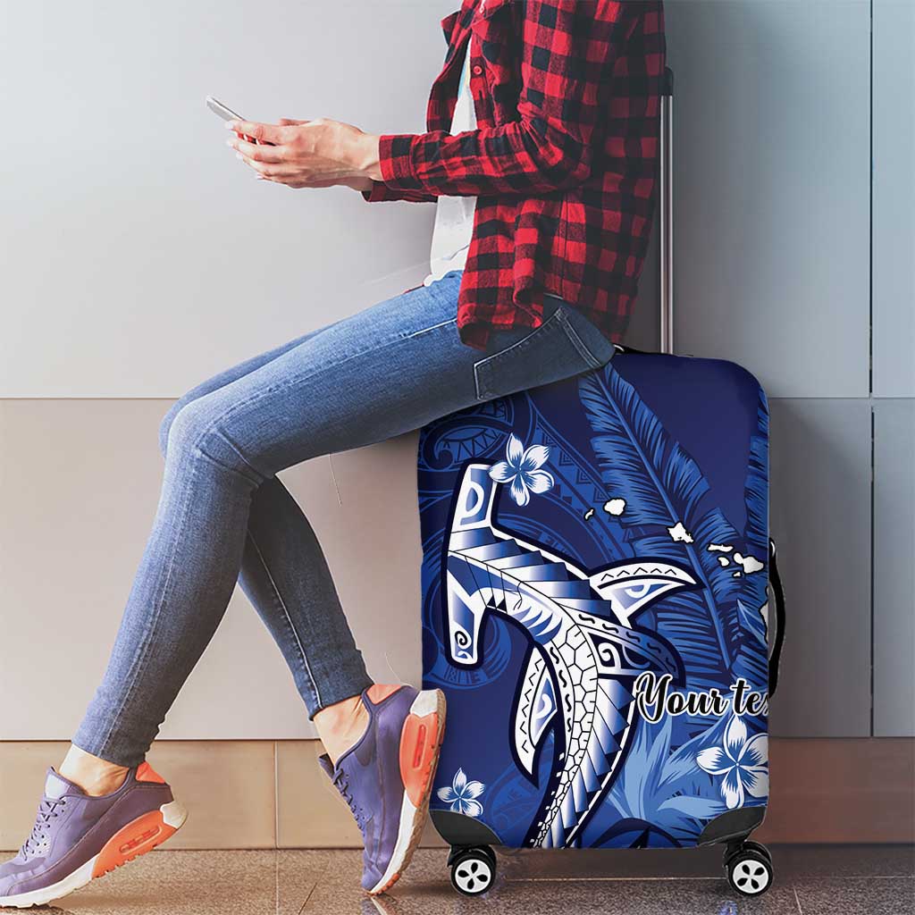 Personalized Hawaiian Maori Hammerhead Shark Luggage Cover Polu Plumeria LT9 - Polynesian Pride