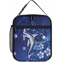 Personalized Hawaiian Maori Hammerhead Shark Lunch Bag Polu Plumeria LT9 10.2 × 8.3 × 4.3 inch Blue - Polynesian Pride