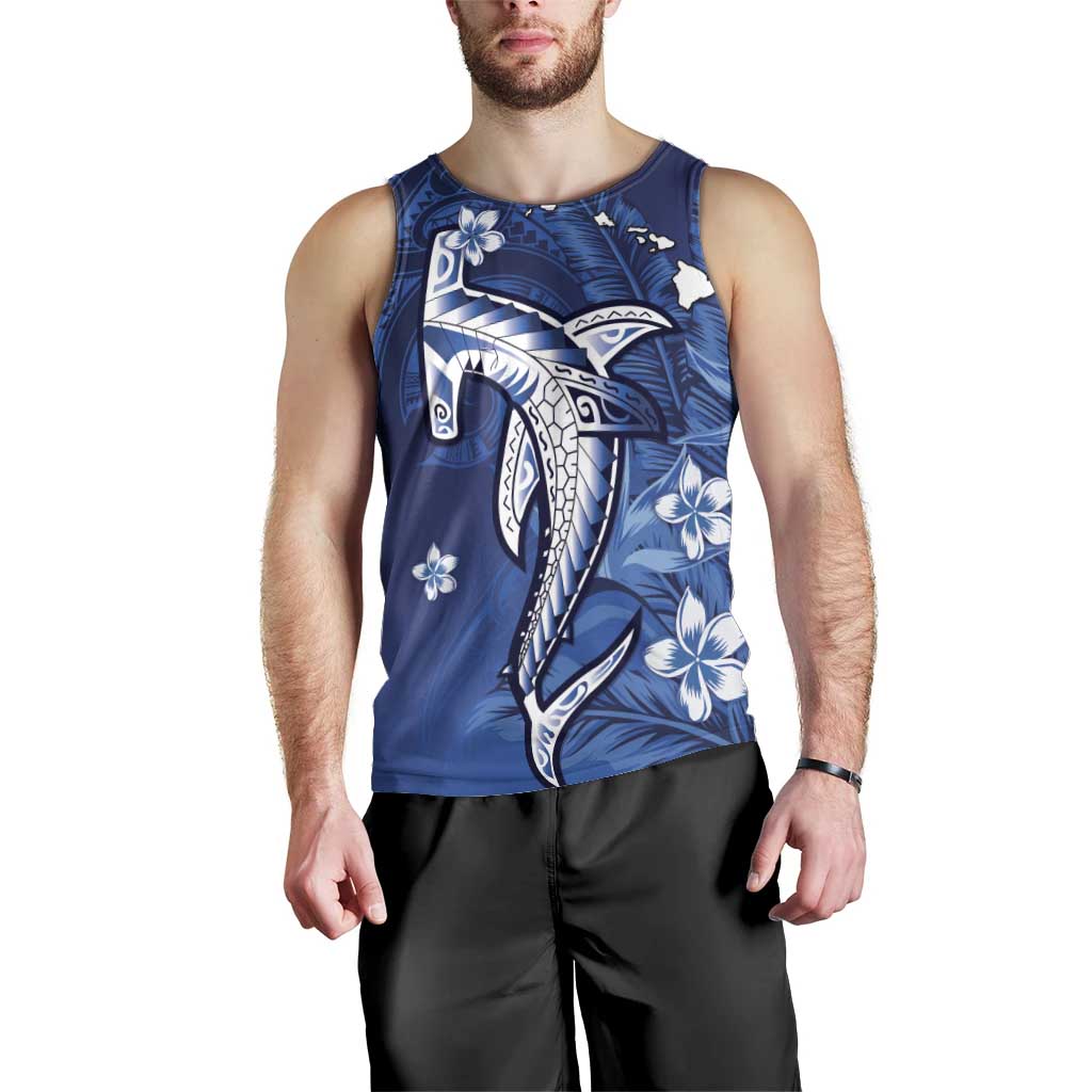 Personalized Hawaiian Maori Hammerhead Shark Men Tank Top Polu Plumeria LT9 - Polynesian Pride