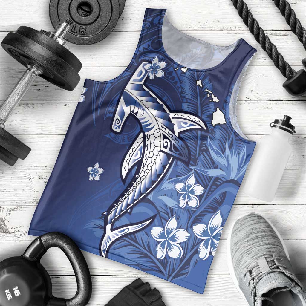 Personalized Hawaiian Maori Hammerhead Shark Men Tank Top Polu Plumeria LT9 - Polynesian Pride