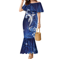 Personalized Hawaiian Maori Hammerhead Shark Mermaid Dress Polu Plumeria LT9 Women Blue - Polynesian Pride