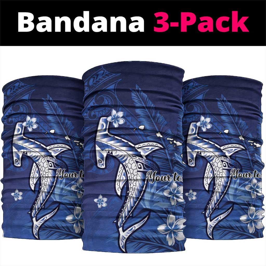 Personalized Hawaiian Maori Hammerhead Shark Neck Gaiter Polu Plumeria LT9 package One Size: 25*50cm Blue - Polynesian Pride