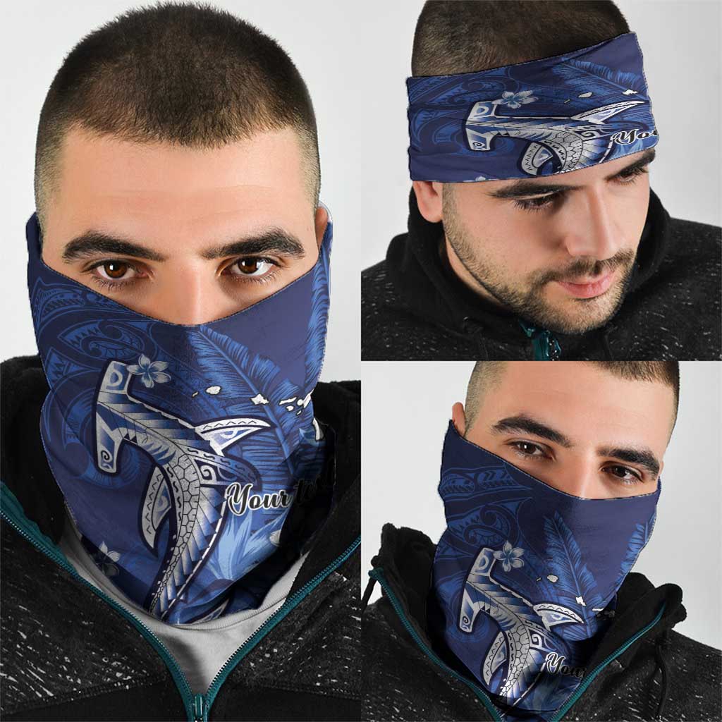 Personalized Hawaiian Maori Hammerhead Shark Neck Gaiter Polu Plumeria LT9 - Polynesian Pride