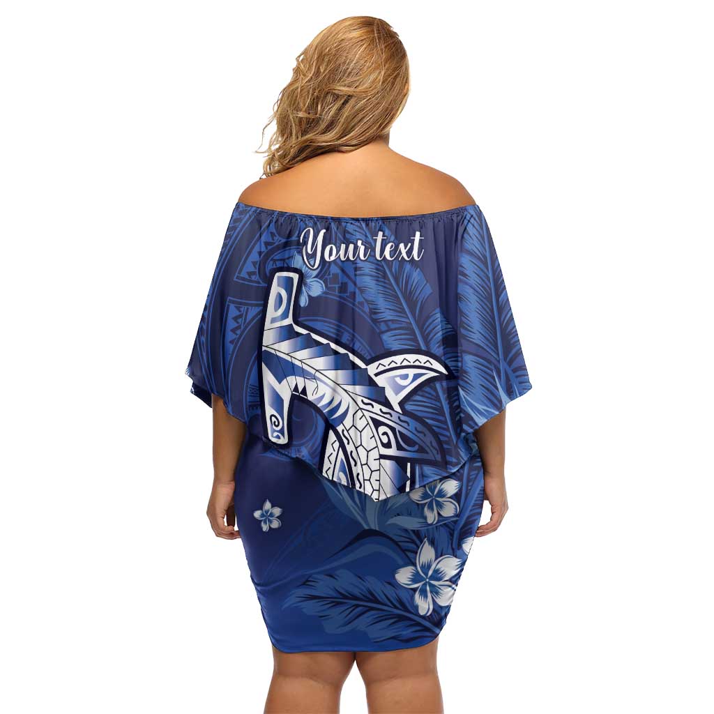 Personalized Hawaiian Maori Hammerhead Shark Off Shoulder Short Dress Polu Plumeria LT9 - Polynesian Pride