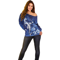 Personalized Hawaiian Maori Hammerhead Shark Off Shoulder Sweater Polu Plumeria LT9 - Polynesian Pride