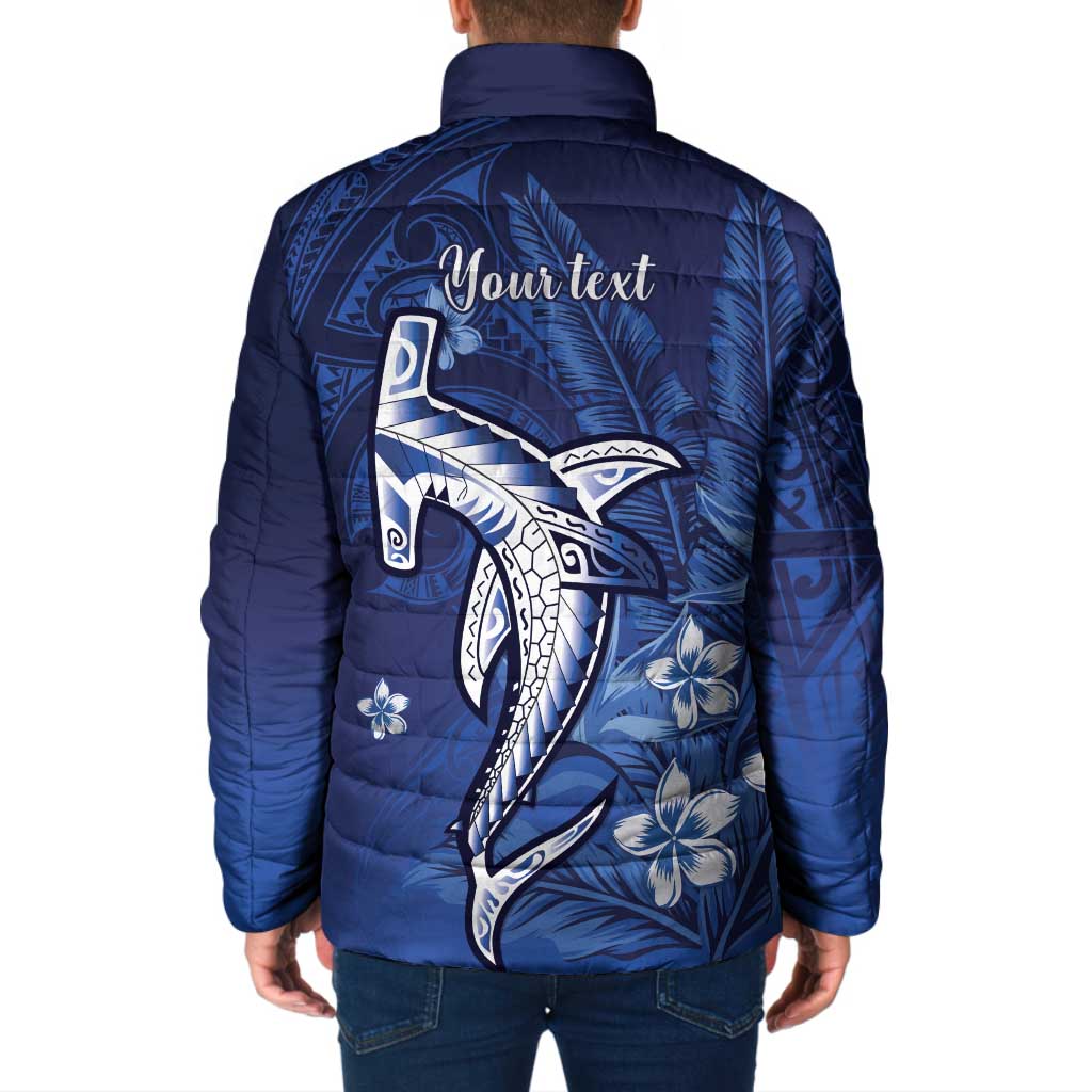 Personalized Hawaiian Maori Hammerhead Shark Padded Jacket Polu Plumeria LT9 - Polynesian Pride