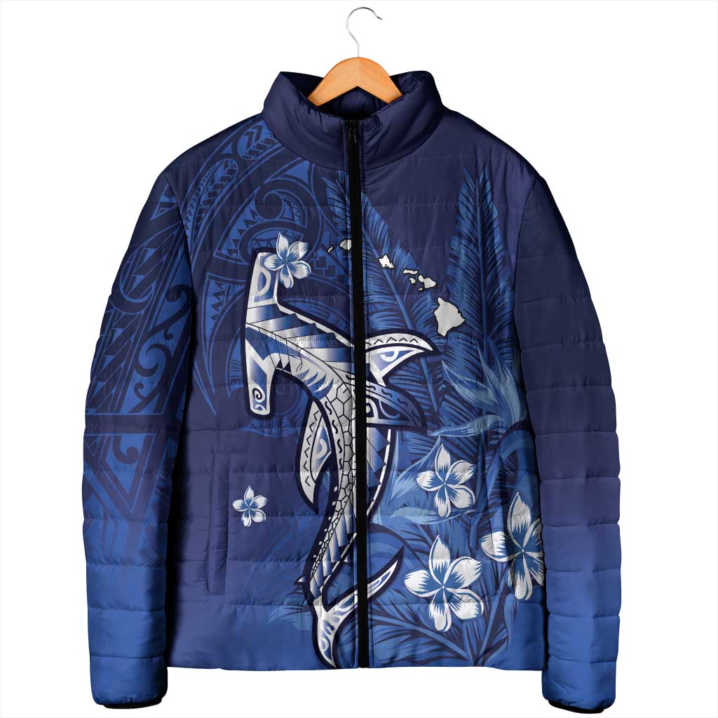 Personalized Hawaiian Maori Hammerhead Shark Padded Jacket Polu Plumeria LT9 - Polynesian Pride