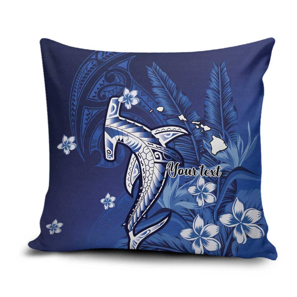 Personalized Hawaiian Maori Hammerhead Shark Pillow Cover Polu Plumeria LT9 Blue - Polynesian Pride