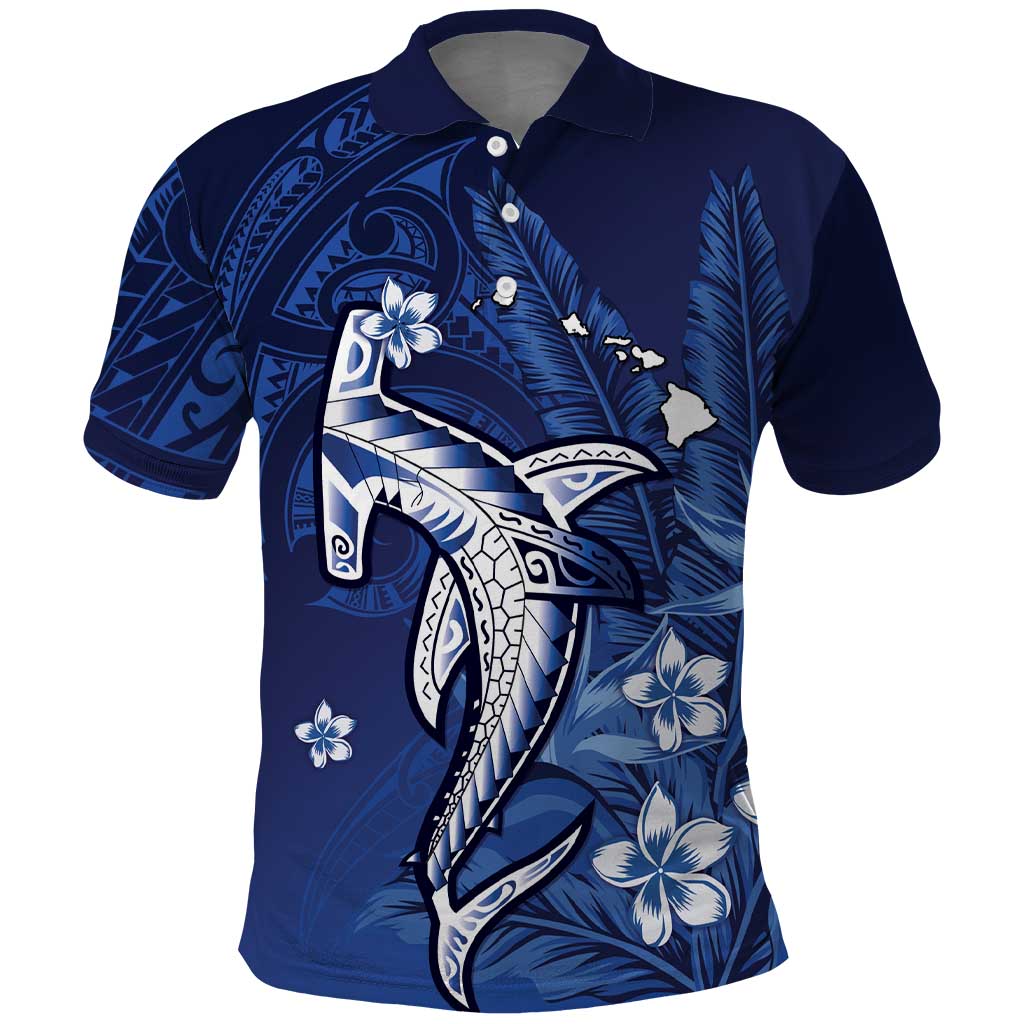 Personalized Hawaiian Maori Hammerhead Shark Polo Shirt Polu Plumeria - Polynesian Pride
