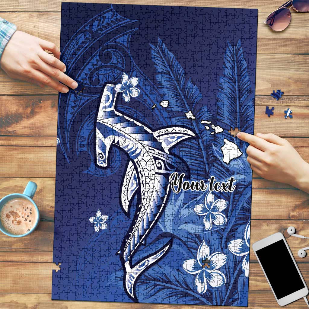 Personalized Hawaiian Maori Hammerhead Shark Puzzle Polu Plumeria LT9 Blue - Polynesian Pride