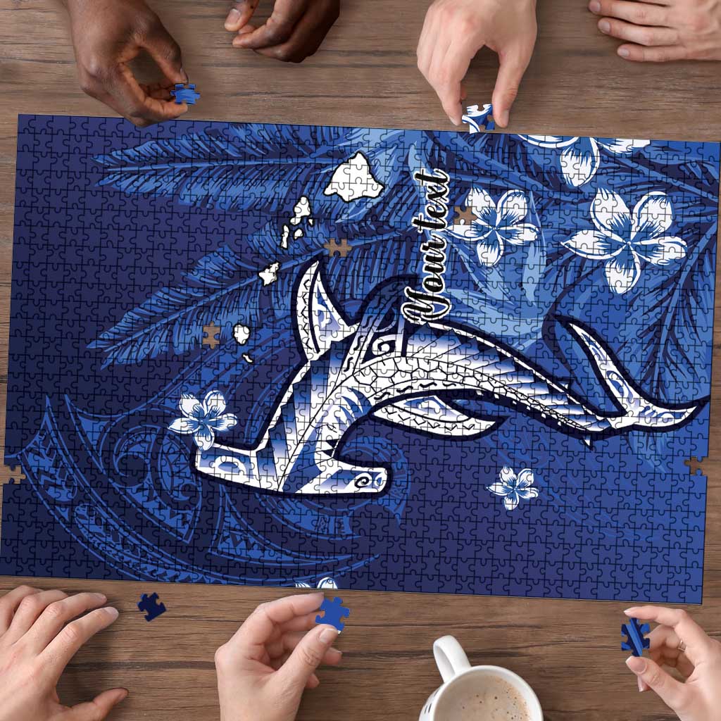 Personalized Hawaiian Maori Hammerhead Shark Puzzle Polu Plumeria LT9 - Polynesian Pride